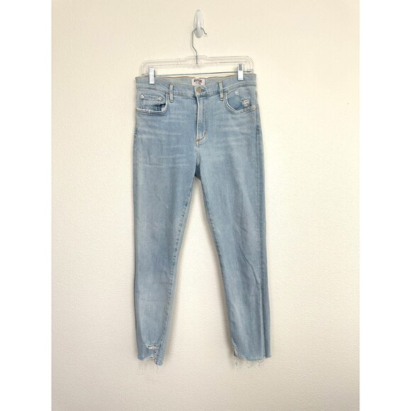 Agolde Women's Sophie High Rise Skinny Crop Light Wash Blue Distressed Size 30 - Picture 2 of 10